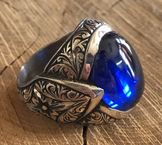 Mens Rings Unique men ring sapphire Stone Ring handcrafted Etsy