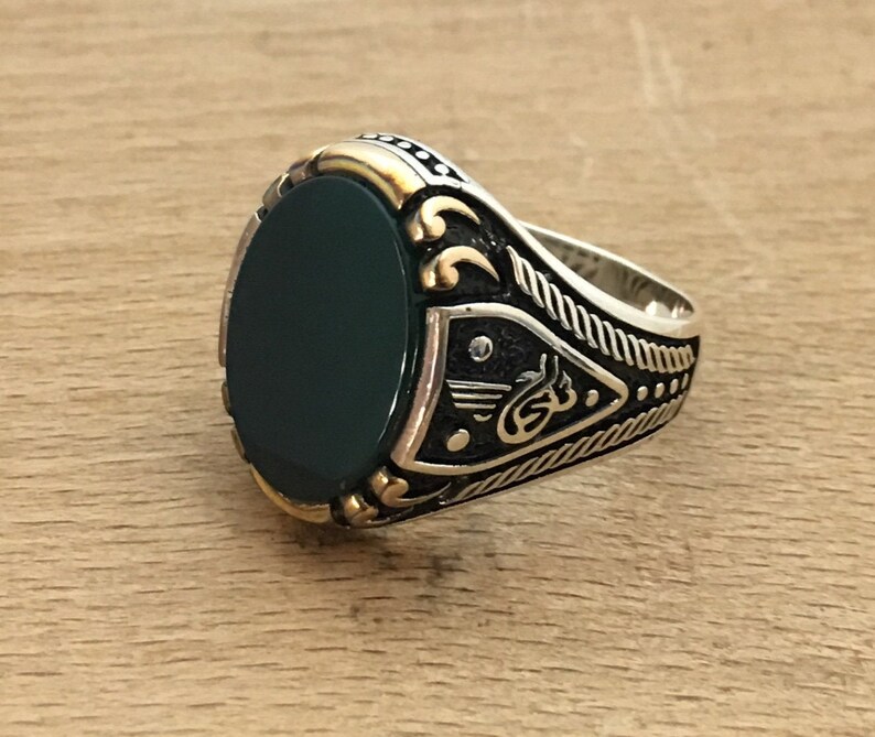 Green Agate Stones Handmade 925 Sterling Silver Men Ring Mens Rings Mens Ring Agate Ups free express shipping Mens