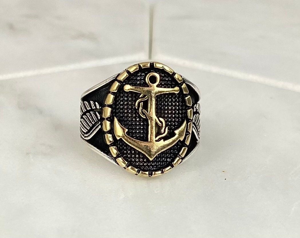 Anchor Silver Ring Mens Ring Anchor Handmade Silver Men Etsy