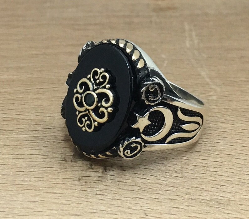 Star Moon Star Ring Ups free express shipping Silver Men Rings Garnet Stone Ring Moon Mens Gift 925k silver ring Mens Ring