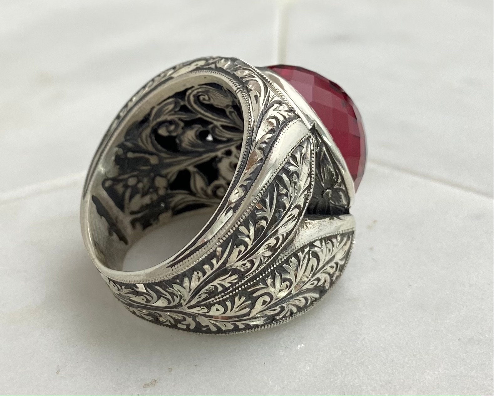 Mens Ring Silver Ring 925K Silver Ruby Ring Handmade | Etsy