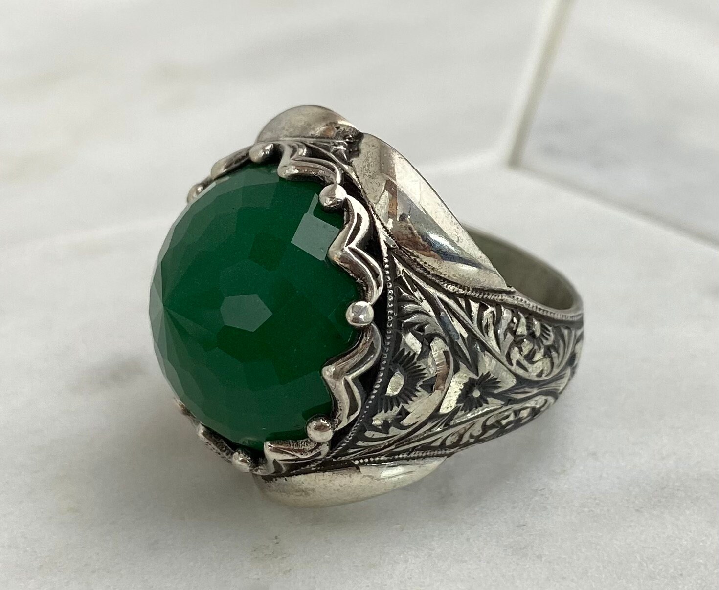 Handmade Silver Men Rings Unique men ring Emerald Stone | Etsy