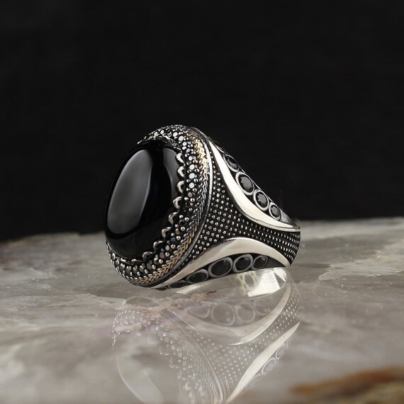 Silver Mens Ring Onyx Stone Mens Ring Handmade Silver Men | Etsy