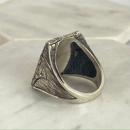 Handmade Silver Men Rings , Warrior men ring , Vikings shops Stone Ring , 925k silver men's ring - Warrior ring , Ups free express shipping