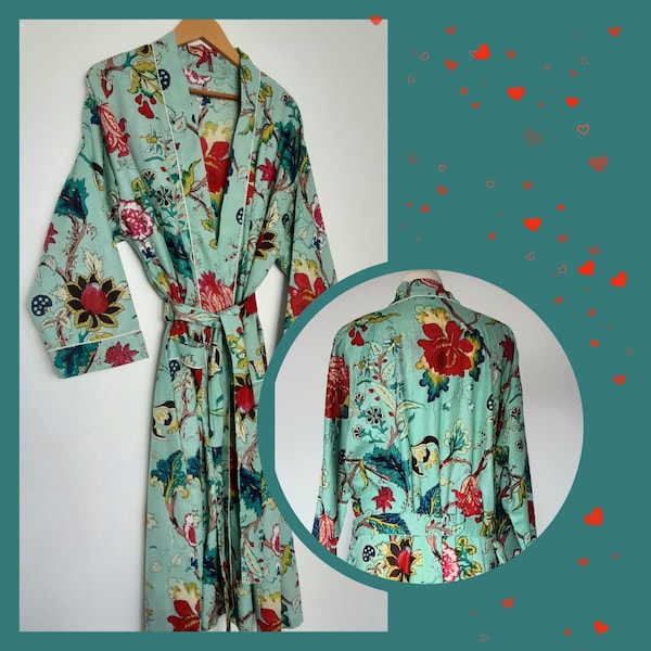 Cotton kimono robe, lightweight dressing gown, cotton kimono, bathrobe, Bridesmaids robe, ladies, gifts for her