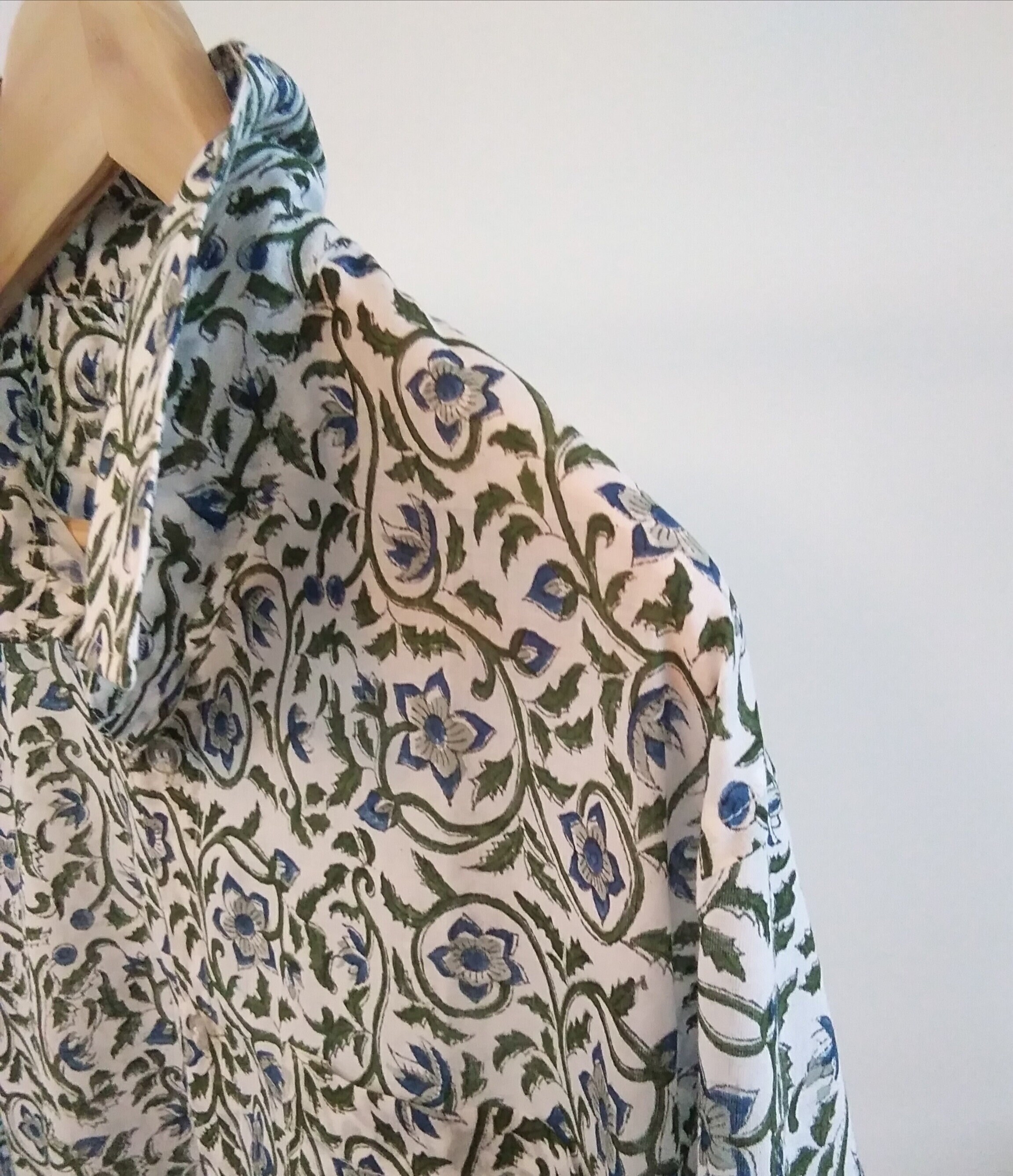 Men's lightweight long sleeve block printed cotton shirt | Etsy