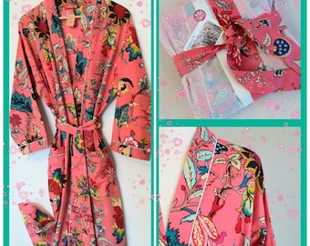Cotton kimono robe, lightweight dressing gown, cotton kimono, bathrobe, Bridesmaids robe, ladies, gifts for her