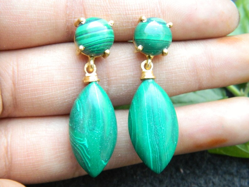 Beautiful earring Sale Gemstone earring Bezel set stud earring Malachite and Turquoise Earring Fashion Jewelry gift for her Charm
