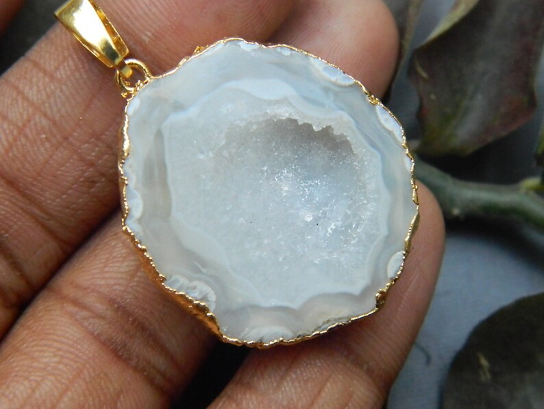 beautiful pendant Gift Pendant Agate pendant Gemstone charm pendant Gold edge druzy agate sale Druzy Caves pendant Electroplated