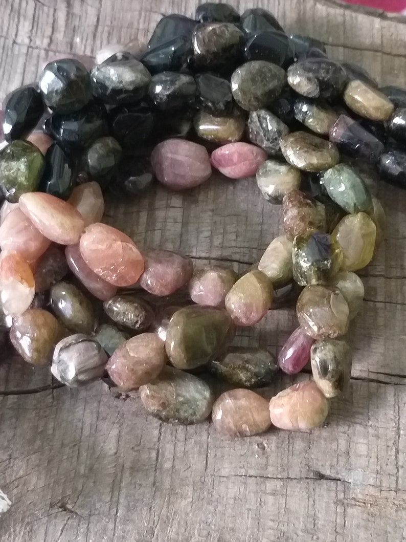 Natural gemstone Wire Wrapping Jewelry Making Supplies Beading Semiprecious Gemstone Beads Multi tourmaline Smooth Nuggets Tumble