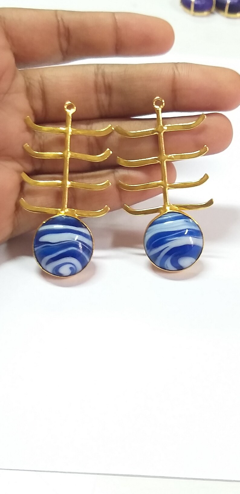 Jewelry making Boho jewelry Earring Finging Gold plated Agate connector Gift Jewelry Making supplies Bohemein Gemtone DIY Earrings