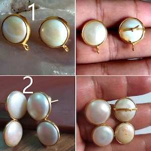 Natural Fresh Water Pearl Gold Plated Studs Connector Handcrafted Unique Vintage Style Designer Fashion Jewelry Making Supplies Finding Gift