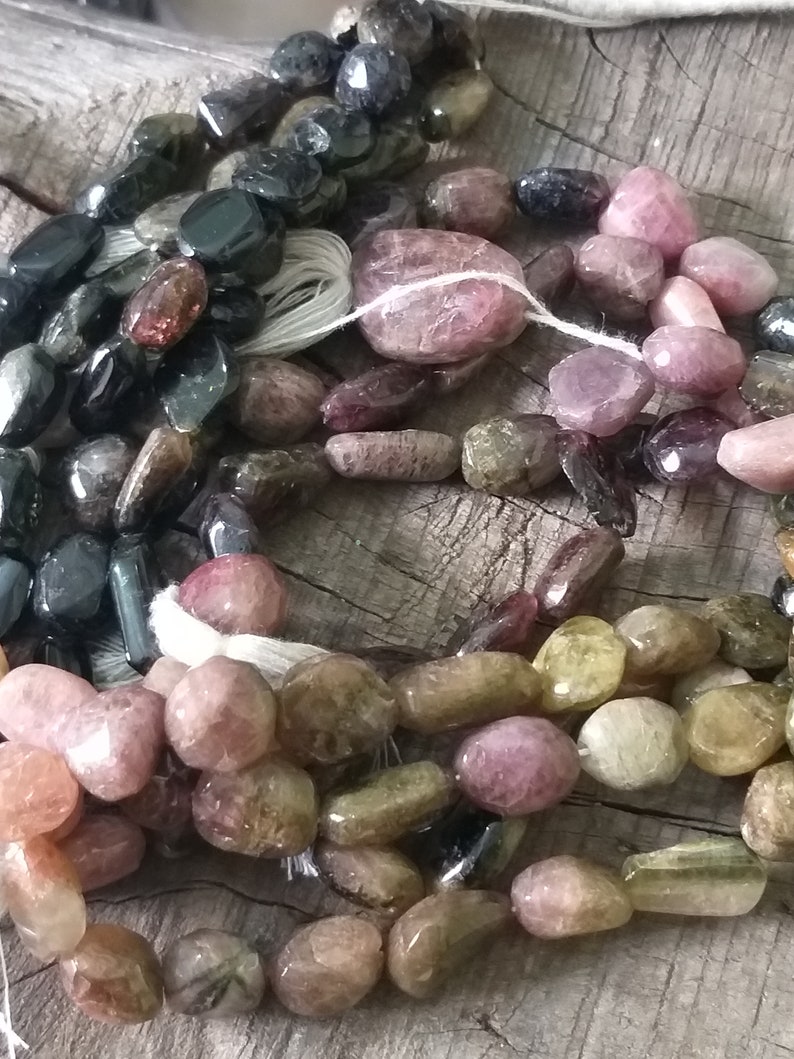 Natural gemstone Wire Wrapping Jewelry Making Supplies Beading Semiprecious Gemstone Beads Multi tourmaline Smooth Nuggets Tumble