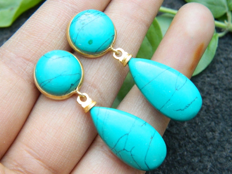 Beautiful earring Sale Gemstone earring Bezel set stud earring Malachite and Turquoise Earring Fashion Jewelry gift for her Charm