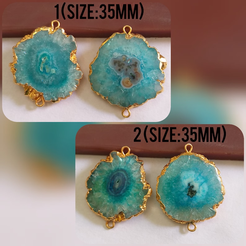 Double bail Jewelry Making supplies Gemstone Connectors Stalactite Slice Gold edge solar DIY Jewelry supplies Solar quartz connector
