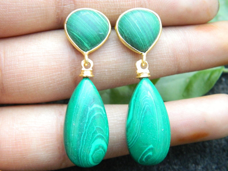 Beautiful earring Sale Gemstone earring Bezel set stud earring Malachite and Turquoise Earring Fashion Jewelry gift for her Charm