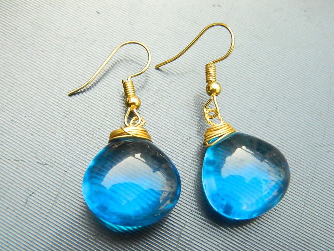 Blue Quartz Earrings Gemstone earring stud earring Charm Etsy
