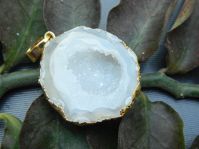 beautiful pendant Gift Pendant Agate pendant Gemstone charm pendant Gold edge druzy agate sale Druzy Caves pendant Electroplated