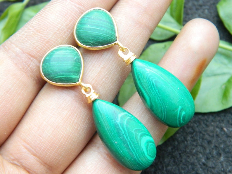 Beautiful earring Sale Gemstone earring Bezel set stud earring Malachite and Turquoise Earring Fashion Jewelry gift for her Charm
