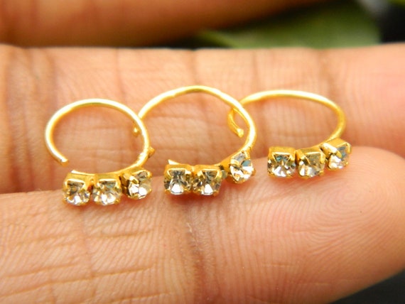 Natural 9 VVS Diamonds Indian Wedding Nose Hoop Bali Piercing Ring Stud Pin  | eBay