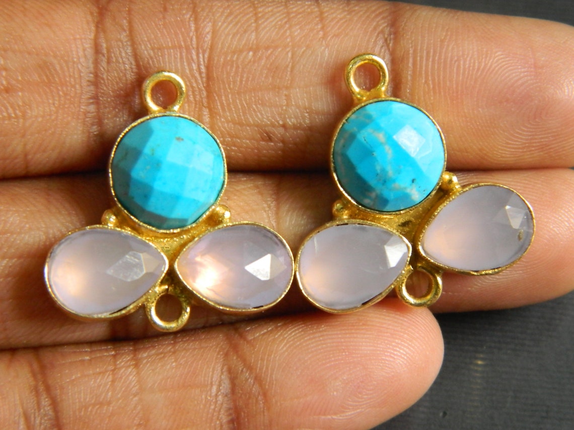 Multi Stone Connector Bezel Set Connector Gold Plated Etsy