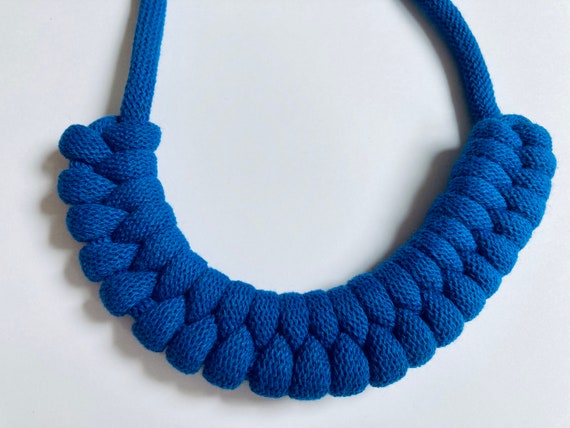 Classic Blue Rope necklace, macrame necklace, statement necklace, bold necklace