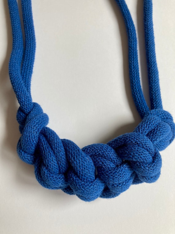 Classic Blue Rope Necklace, bold statement necklace