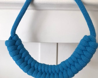 Bright Blue Rope necklace, statement necklace, bold necklace