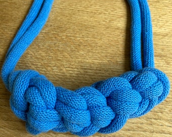 Cornflower Blue Rope Necklace, bold statement necklace