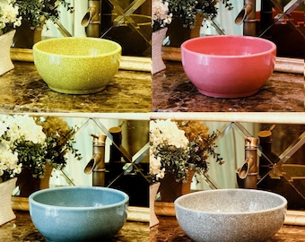 Crackle Effect Basin Sink Bathroom Cloakroom Ceramic Countertop Washing Bowl Round Vessel Handmade Grey Blue Green Yellow Pink Stone Effect
