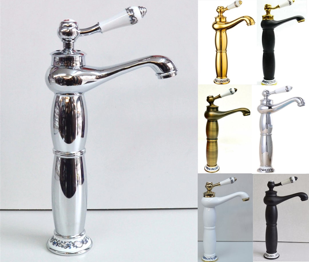 Vintage Mixer Tap Faucet for Bathroom Basin Sink Counter Top Tall Mono ...