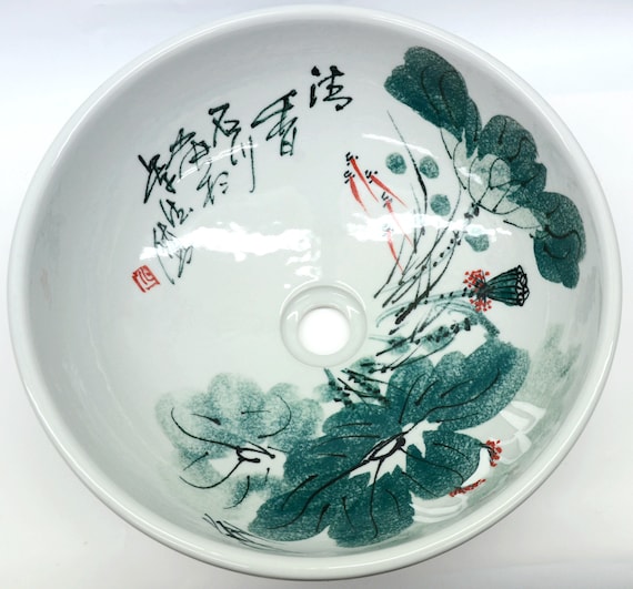 くにちゃん 　スワロフスキー　ミシン 置き物　I. 946 Vintage Traditional Chinese Painting Hand Painted Lotus