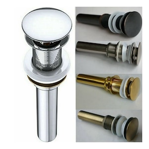 Unslotted Easy Clean Bathroom Basin Click Clack Waste Pop Up Push Button Plug Mushroom Round Brass for Vintage Handmade Craft Basin