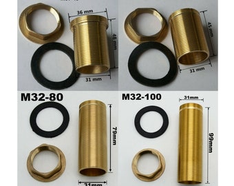 Mixer Tap Extension Repair Fitting Kit Threaded Brass Tube Nut Install Parts Kitchen Bathroom Basin Sink Faucet M32 M37 M42 60 80 100 150 mm