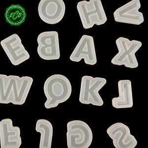 Molde de silicona con letras hechas a mano con espejo, carácter alfabético abc, molde de resina, molde de silicona Buchstaben