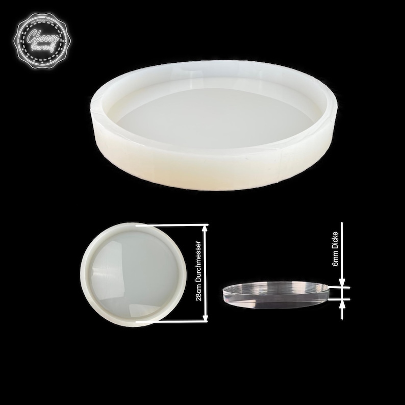 Cirkelform i silikon 10 till 50 cm i diameter 6-50 mm tjock Resinform Underlägg Klocka och bordsform 28cm / 11,02Inch
