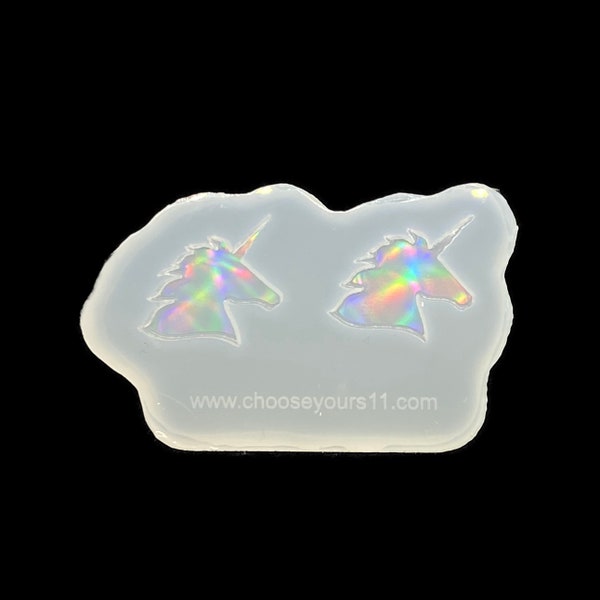 Ear studs unicorn holo silicone mold Special Effect 2 pieces set for stud earrings