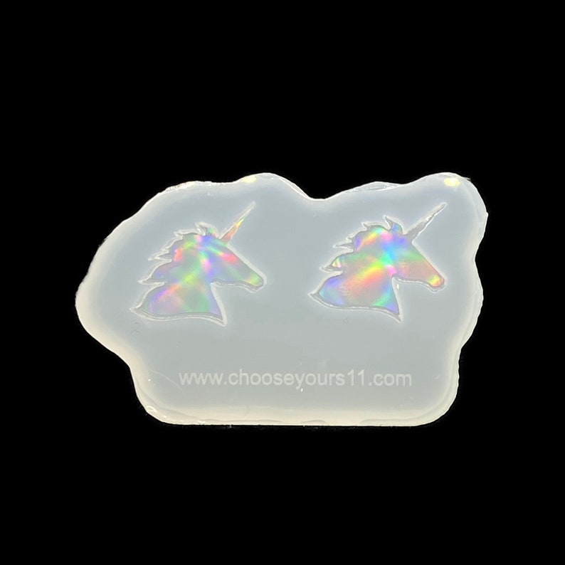 Ear studs unicorn holo silicone mold Special Effect 2 pieces set for stud earrings image 1