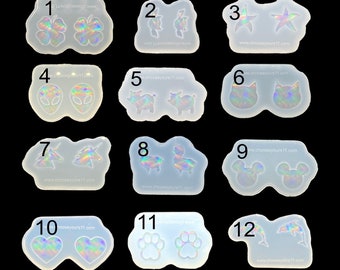 Holographic stud earring mold for resin