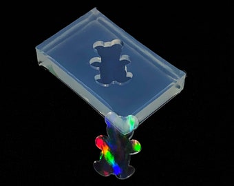 Lot de 2 clous d'oreilles oursons en silicone holographique à effet spécial
