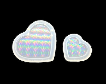 Heart Holographic Silicone Resin Mold Keychain