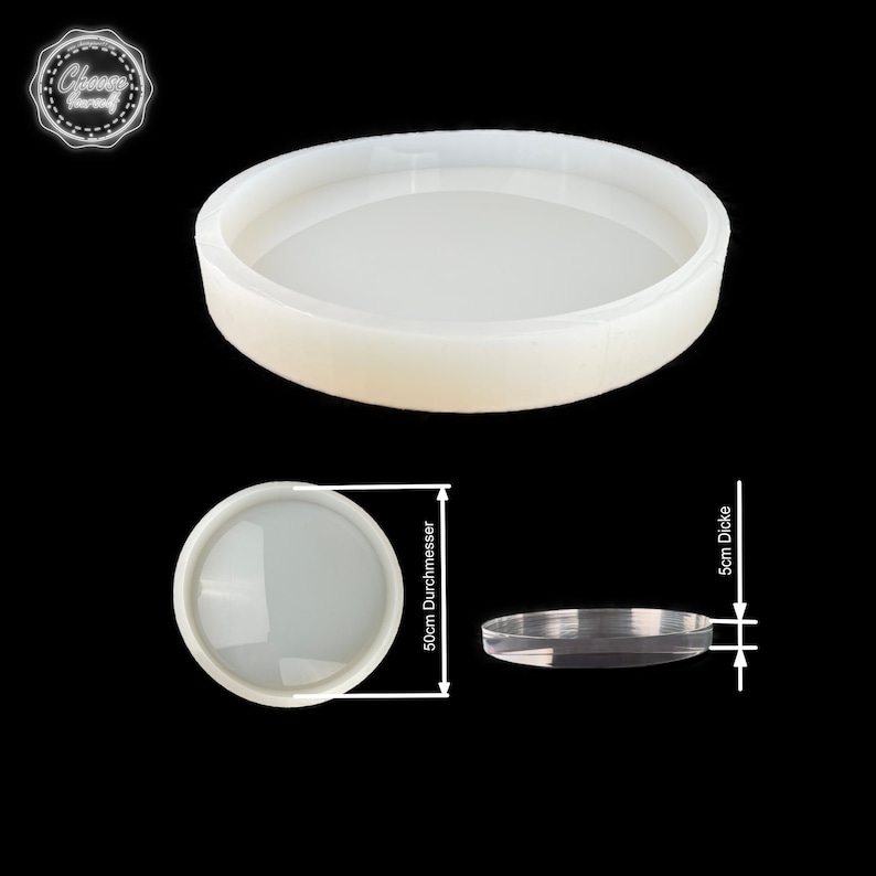 Cirkelform i silikon 10 till 50 cm i diameter 6-50 mm tjock Resinform Underlägg Klocka och bordsform 50cm / 19,68Inch