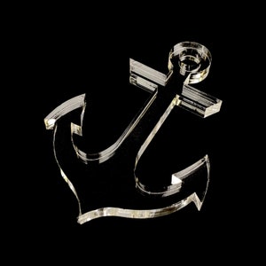 May include: A clear acrylic anchor with a smooth, polished finish. The anchor is a nautical symbol of hope and strength.