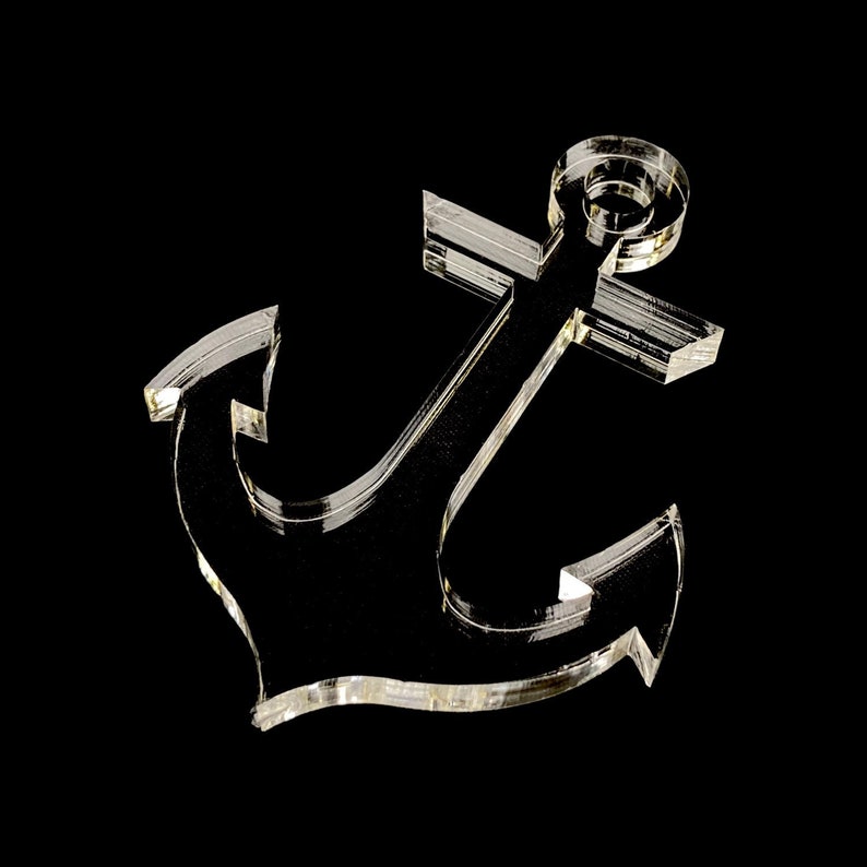 May include: A clear acrylic anchor with a smooth, polished finish. The anchor is a nautical symbol of hope and strength.