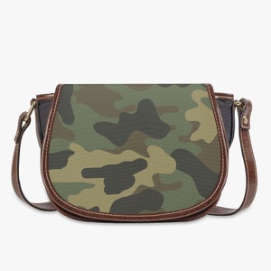 Camouflage Grün Militär Klappe Satteltasche Damen