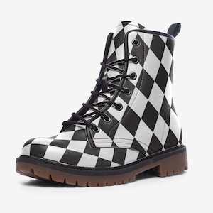 Alice in Wonderland Vegan Leather Combat Boots, Casual Leather Lightweight boots MT