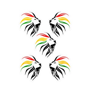 Rasta Lion Sctikers, Kiss-Cut Vinyl Decals, Rastafari Colors Jamaican Sticker, Reggae Vibes | 5 Stickers Pack, Water resistant