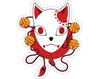 Kitsune Mask Vinyl Sticker, Japanese Fox Anime Kitsune Kiss-Cut Stickers