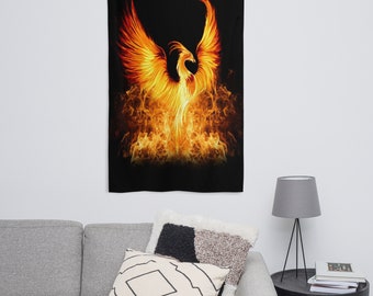 Rising Phoenix Flag | Rebirth Resurrection Bird Art Decoration
