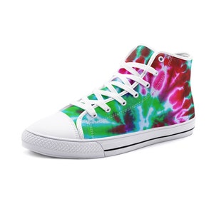 Tie Dye Sneakers, Stylish Unique, Fashion, Unisex High Top Canvas Shoes